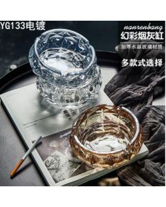 Crystal glass ashtray blue gold 36