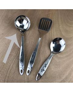 Colander with long glossy handle