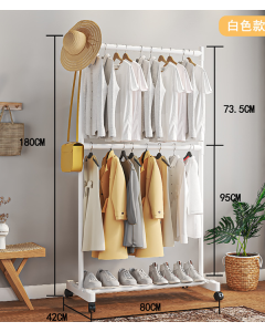 Drying rack w double deck single rod