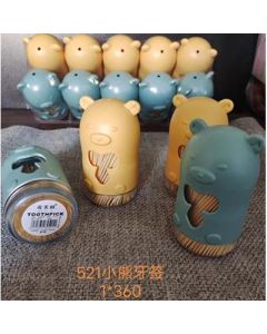 Toothpick box Hanhan bear bamboo disposable double-ended