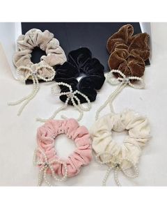 Pearl bow wrap around the large intestine hair tie Korea Fabric head tie hair tie