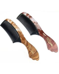 The phoenix tail handle imitation wood grain wood splicing comb is large