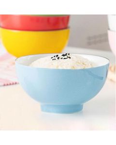 Yellow glazed painted cheese, Japanese ceramic instant noodle bowl, blue and white bowl, porridge bowl, rice bowl 4.8 inches