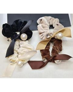 Pearl bow entwined large intestine hair tie Korea No. 40