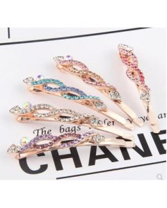Hair clip hair ornament 2 Japanese and Korean simple white with rhinestone bow pair clip