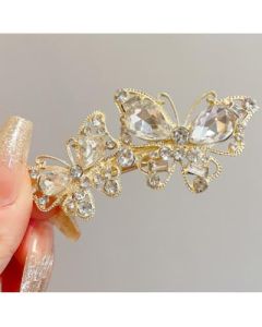 Hair clip Korean bow pearl crystal side clip