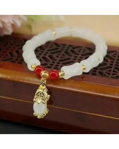 Imitation white jade bamboo bead bracelet Chinese style