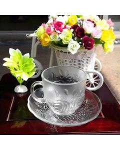 Rose carved glass cup European fancy coffee mug