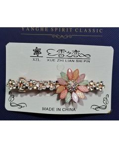 Spring clip antique hand-made shell beads Czech glazed rhinestones