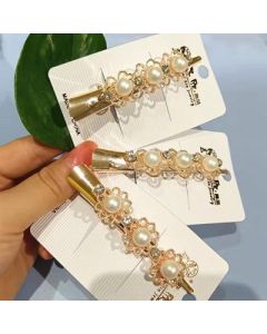Imitation pearl hairpin Sweet super fairy word clip simple temperament vintage pearl duckbill clip banana clip