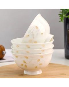 Tall Bowl Ceramic Rice Bowl Gold Line 4.6 inches