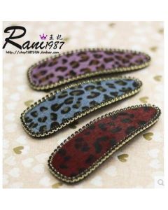 Leopard rhinestone horsehair BB clip hairpin tiara hair ornament bangs clip