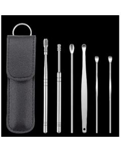 Coil spring ear scoop 6 piece set Stainless steel ear picker ear cleaner