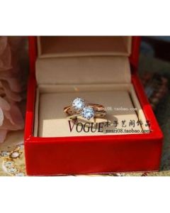 Six-prong rose gold imitation diamond ring ring stub