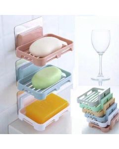 Soap dish, double-walled, wall-mounted, drainable, non-perforated