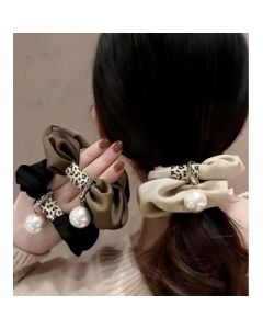 Pearl pendant hair tie solid leopard print No. 16