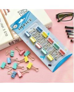Small document clips in 6 pieces of colored metal clips