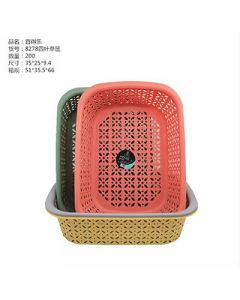 Drain basket, four-leaf clover, square basket, fruit and vegetable blue, hollow plastic