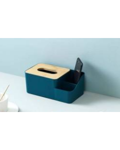 Paper towel storage box Wooden lid on the tabletop