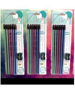Metal-to-leather tip six pencils HB