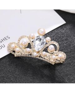 Hair clip Korean bow pearl crystal side clip