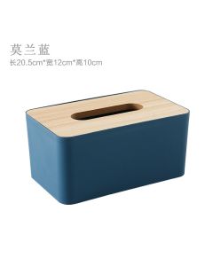 Tissue box with wooden lid
