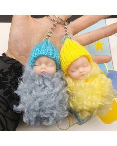 Curly Sleeping Doll Car Charm Doll Keychain No. 26