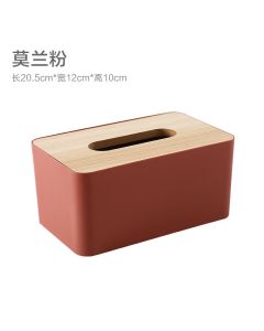 Tissue box with wooden lid