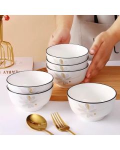 Salad bowl ceramic bowl 4.5 inch gold line