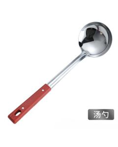 Stainless steel spatula with brown stripes
