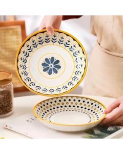 Full color Chinese retro ceramic plate 8.3 inches