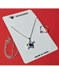 2-Piece Diamond Ring Necklace Set with Diamonds No.4