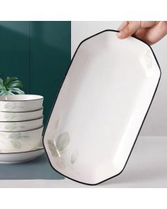 Fish plate rectangular plate ceramic print 32cm