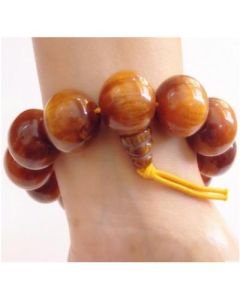 Buddha bead bracelet golden silk sea willow 25mm