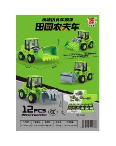 Children's Toys Inertia Pull Back Farmer Car Model Tractor Ripper Truck Simulation Harvester Engineering Vehicle 12pcs/box