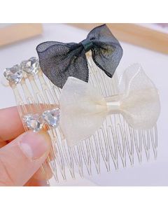 Chiffon bow with zircon pearl hair comb and comb 
