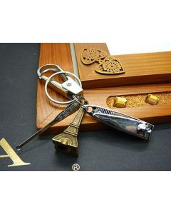 Nail clippers keychain metal keyring pendant with ear scoop multi-purpose key ring