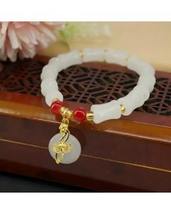 Imitation white jade bamboo bead bracelet Chinese style