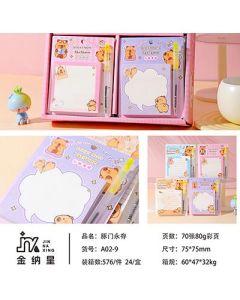 Post-it notes Sweetheart cute pet with pen Tear-off sticky note book