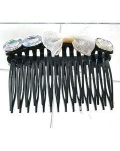 Chiffon bow with zircon pearl hair comb and comb 
