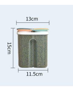 Sealed jars of cereals are quartered
