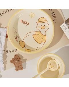 Full color Chinese retro household ceramic plate round plate dish plate yellow duckling 8.3 inches
