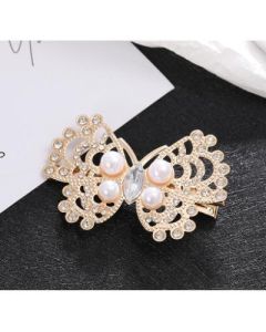 Hair clip Korean bow pearl crystal side clip
