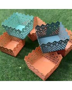 Cut-out storage basket square plastic