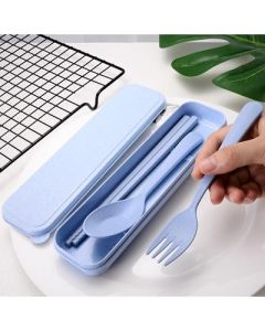 Chopsticks, forks and knives three-piece set of wheat straw