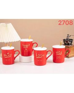 Mug Scandinavian style scoop with lid
