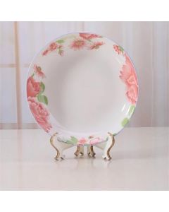 Fruit plate 7.1 inch full-color ceramic plate pink roses