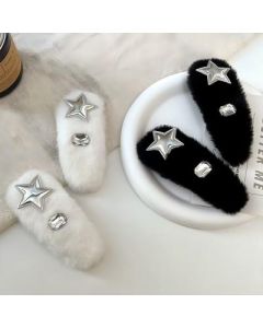 Rhinestone Letter Plush BB Clip Hair Clip Korea