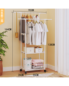 Double-rod telescopic cloth basket coat rack GOIDEN