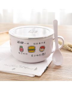 Stainless steel instant noodle bowl with lid 6903
